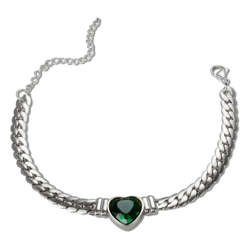 Luxury Love Heart Jewelry Set Chain Necklace for Women Nail Bracelet