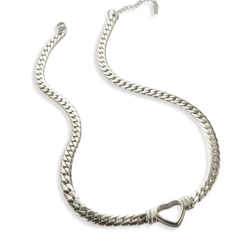 Luxury Love Heart Jewelry Set Chain Necklace for Women Nail Bracelet