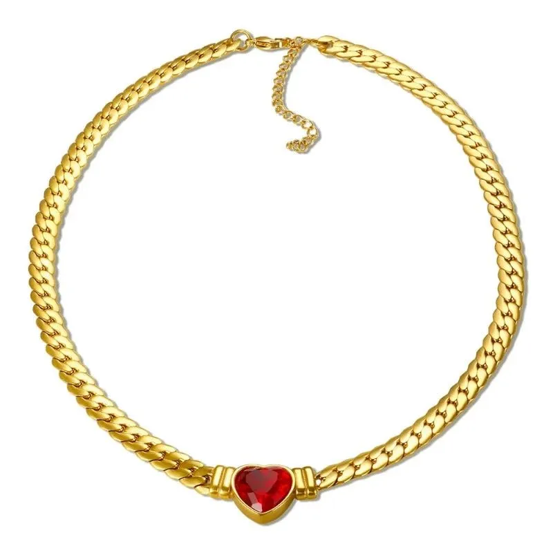 Luxury Love Heart Jewelry Set Chain Necklace for Women Nail Bracelet