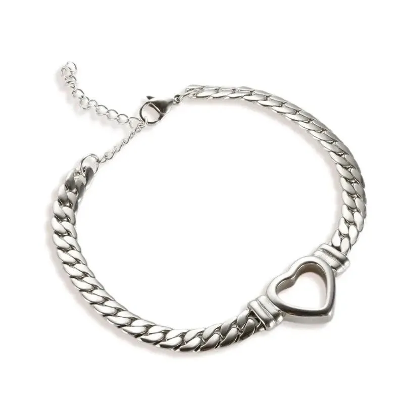 Luxury Love Heart Jewelry Set Chain Necklace for Women Nail Bracelet