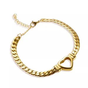 Luxury Love Heart Jewelry Set Chain Necklace for Women Nail Bracelet