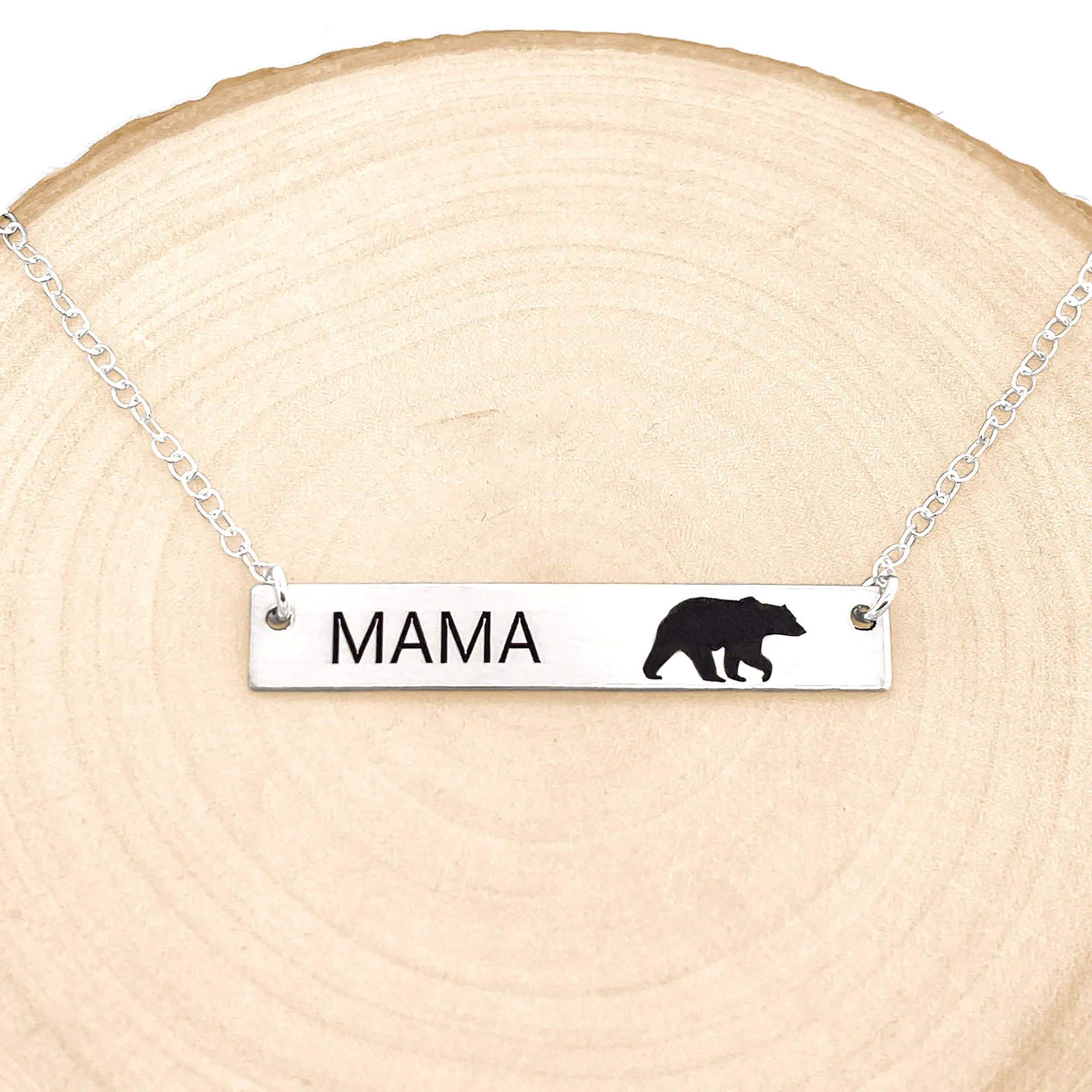 Mama Bear Necklace - Bar Necklace For Mom