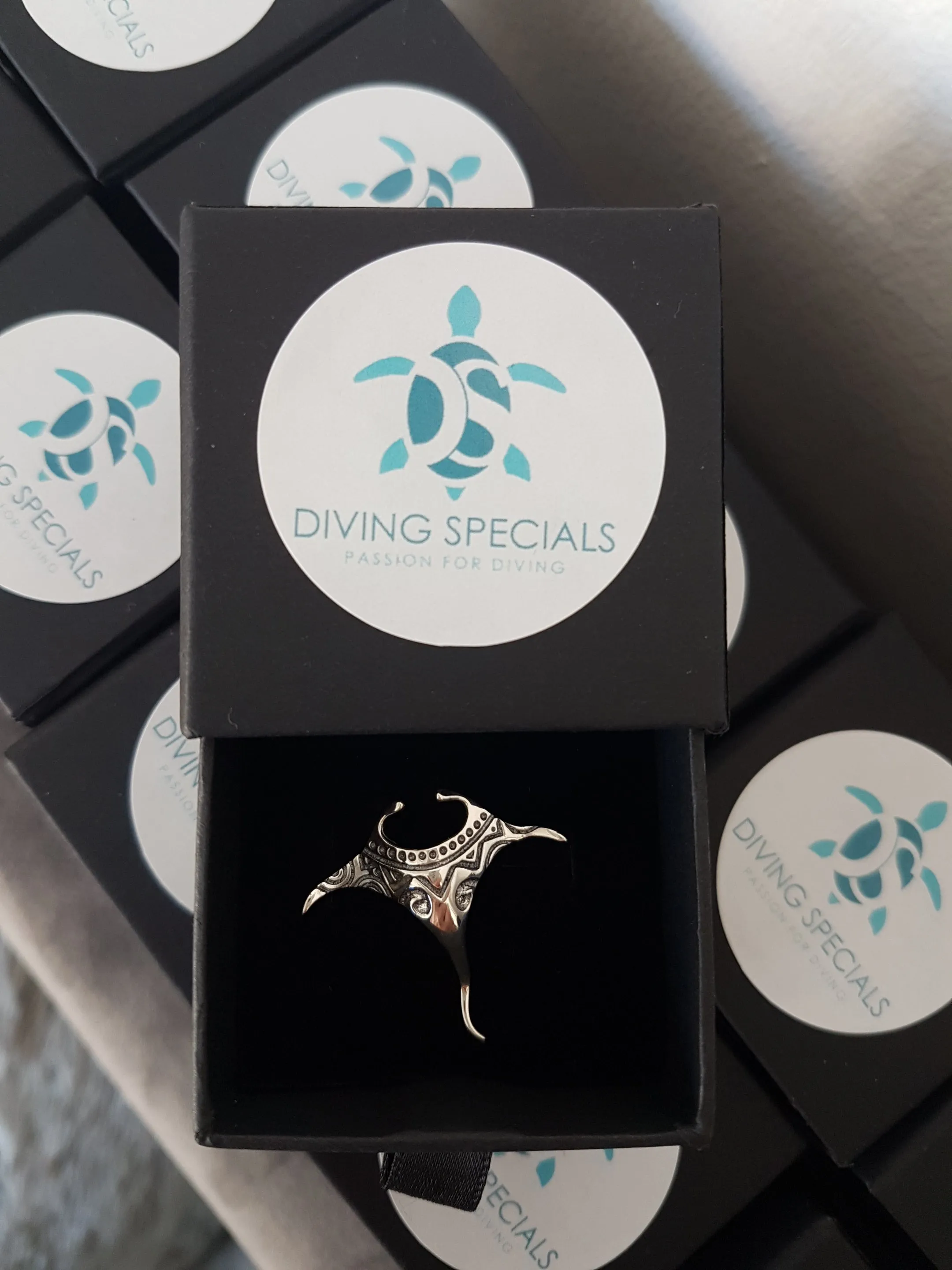 Manta Ray Silver Necklace - 925 Scuba Real Sterling Silver