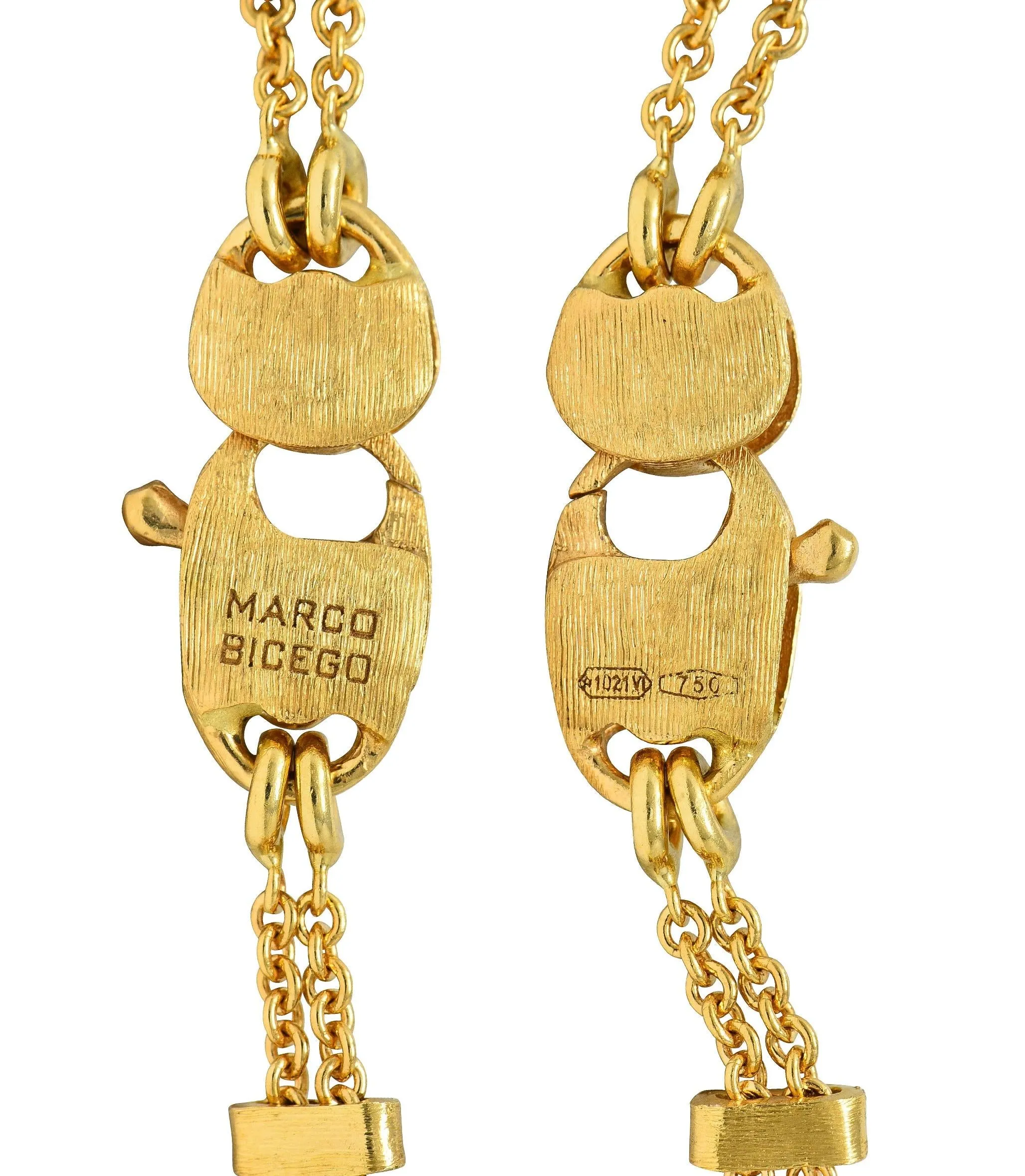 Marco Bicego Contemporary Multi-Gem Diamond 18 Karat Two-Tone Gold Paradise Lariat Tassel Necklace