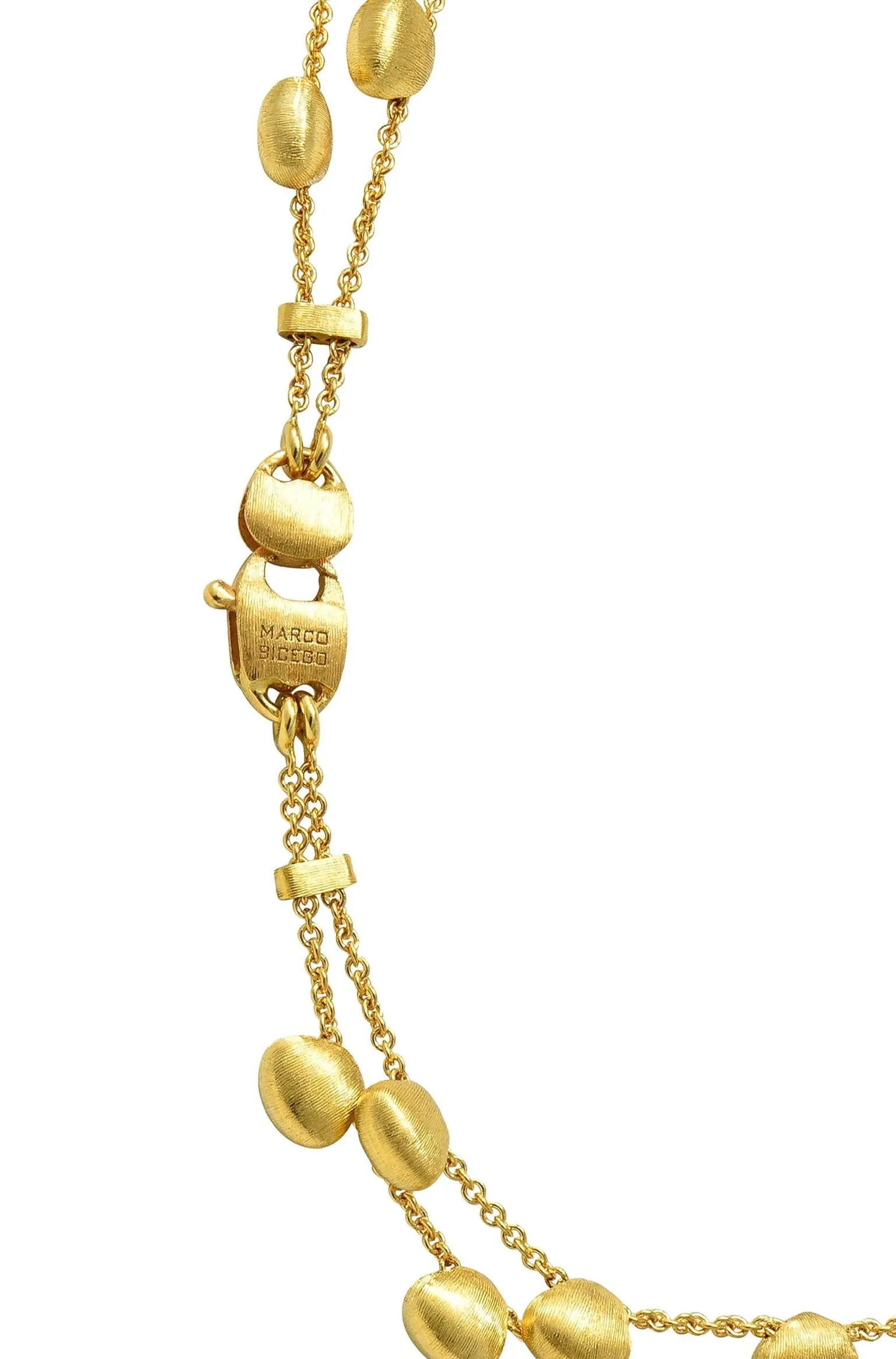Marco Bicego Contemporary Multi-Gem Diamond 18 Karat Two-Tone Gold Paradise Lariat Tassel Necklace