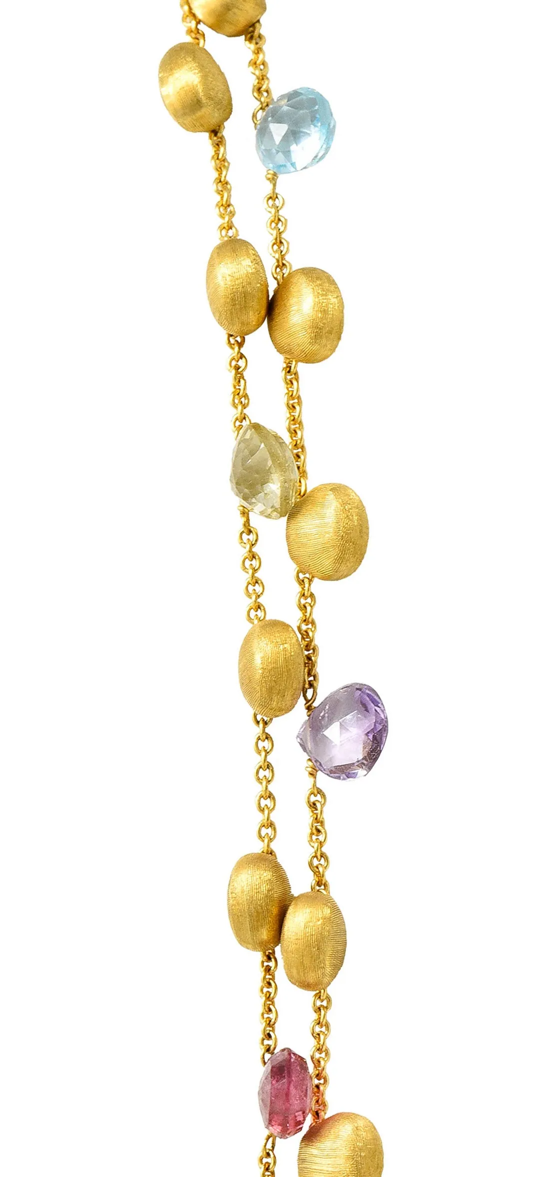 Marco Bicego Multi-Gem Diamond 18 Karat Gold Confetti Tassel Necklace