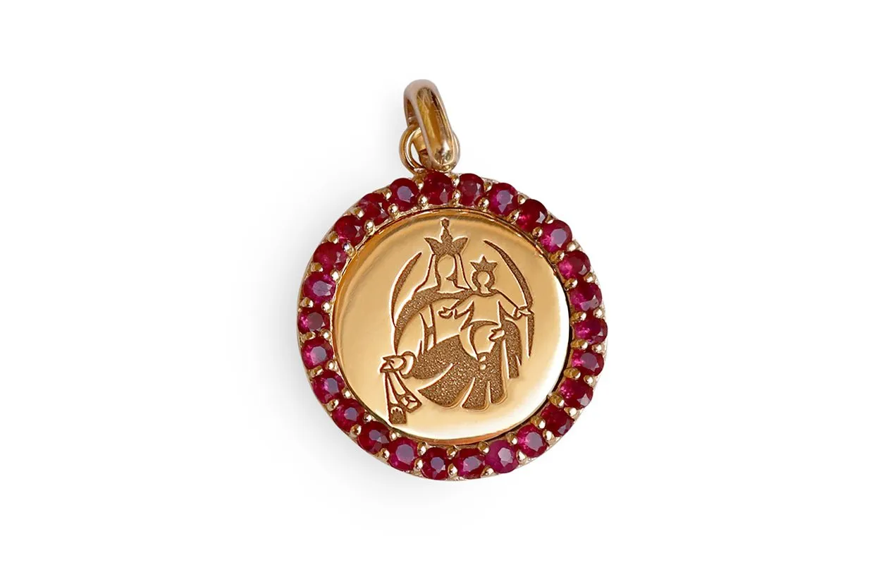Medal Our Lady of Mount Carmen | Virgen del Carmen Gold & Ruby