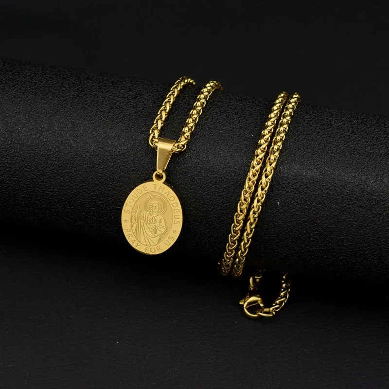 Medical Titanium Steel San Judas Necklace for Men and Women