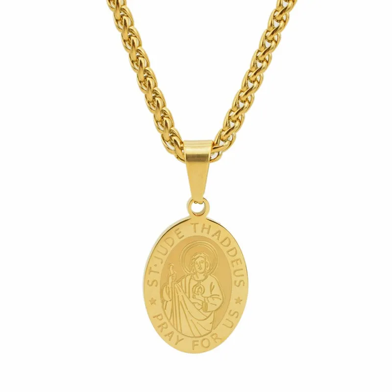 Medical Titanium Steel San Judas Necklace for Men and Women