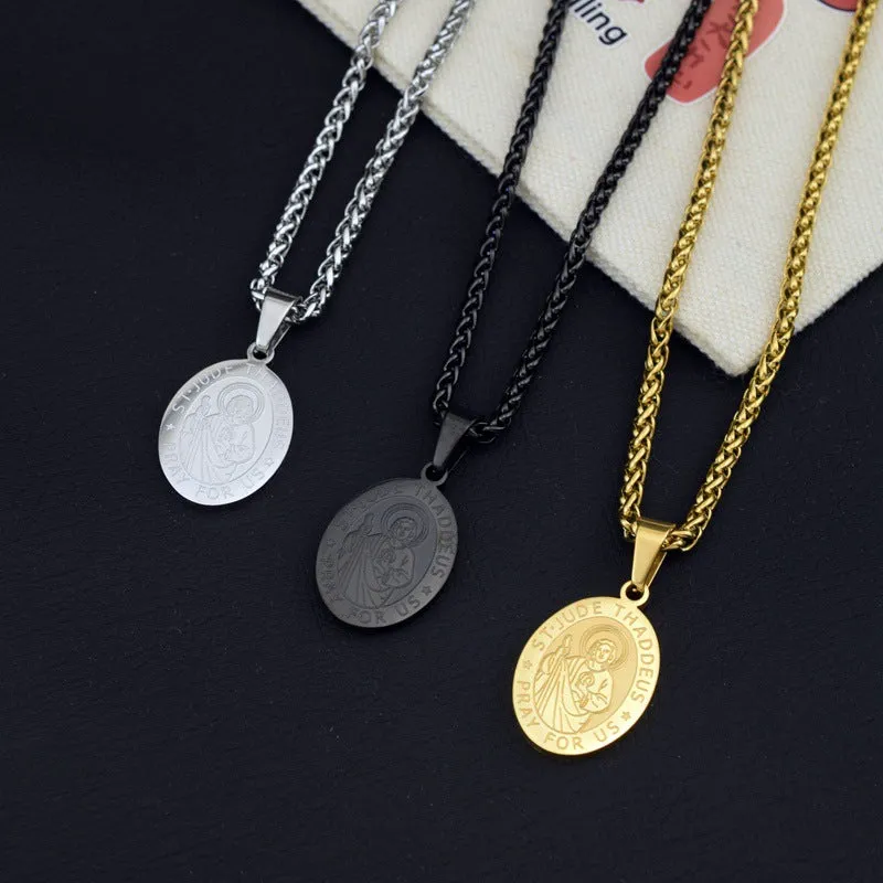 Medical Titanium Steel San Judas Necklace for Men and Women