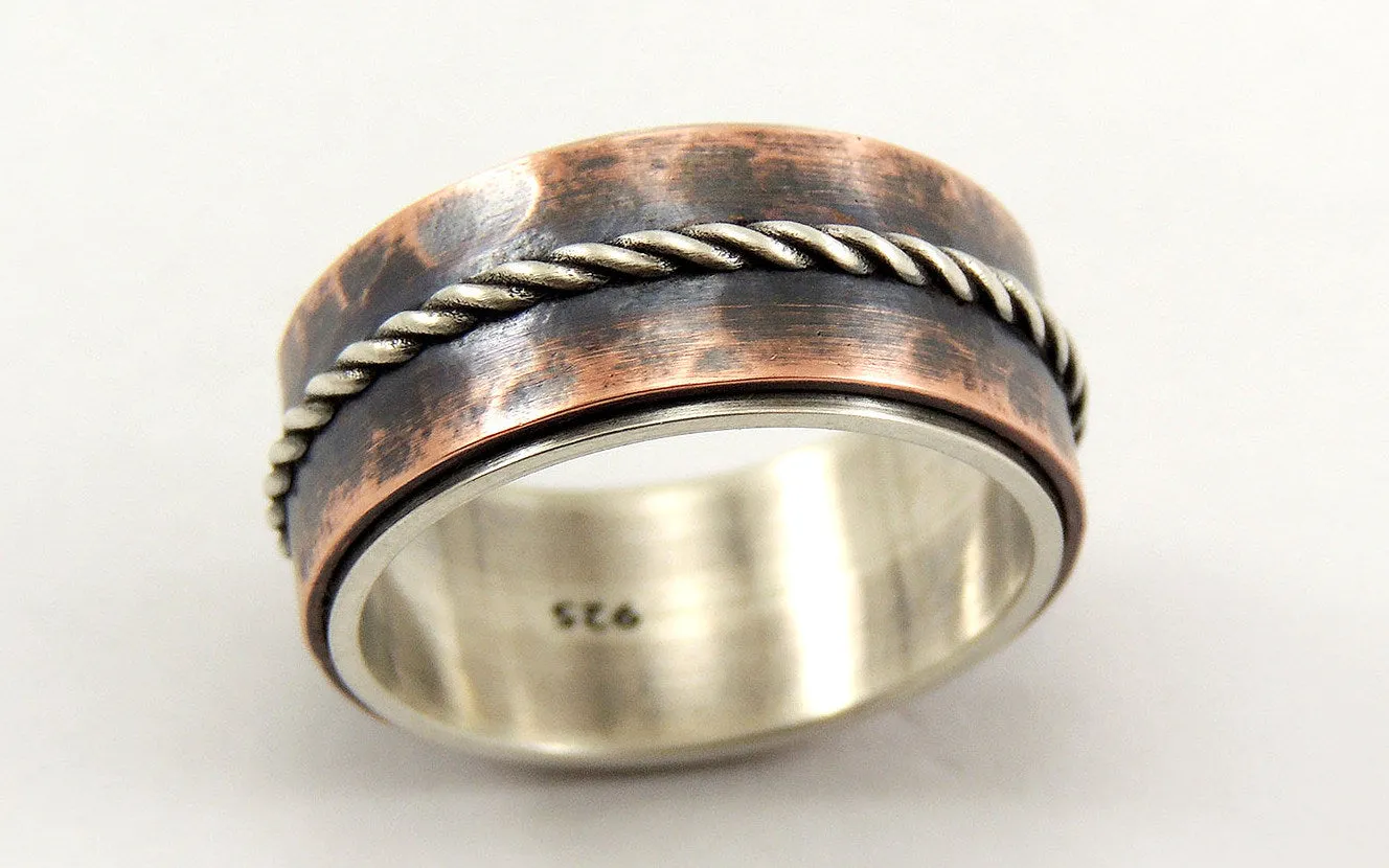 Mens Rustic Wedding Band - 7mm to 10mm