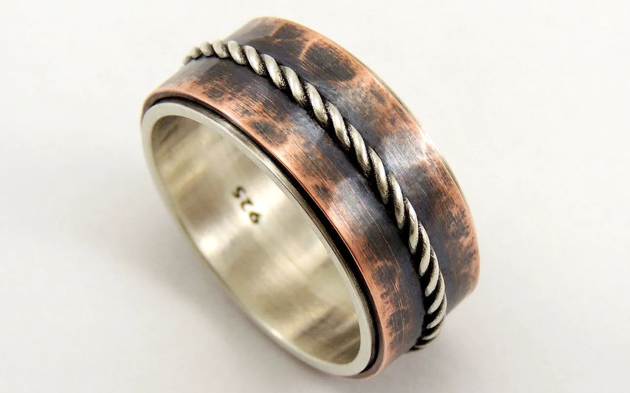 Mens Rustic Wedding Band - 7mm to 10mm