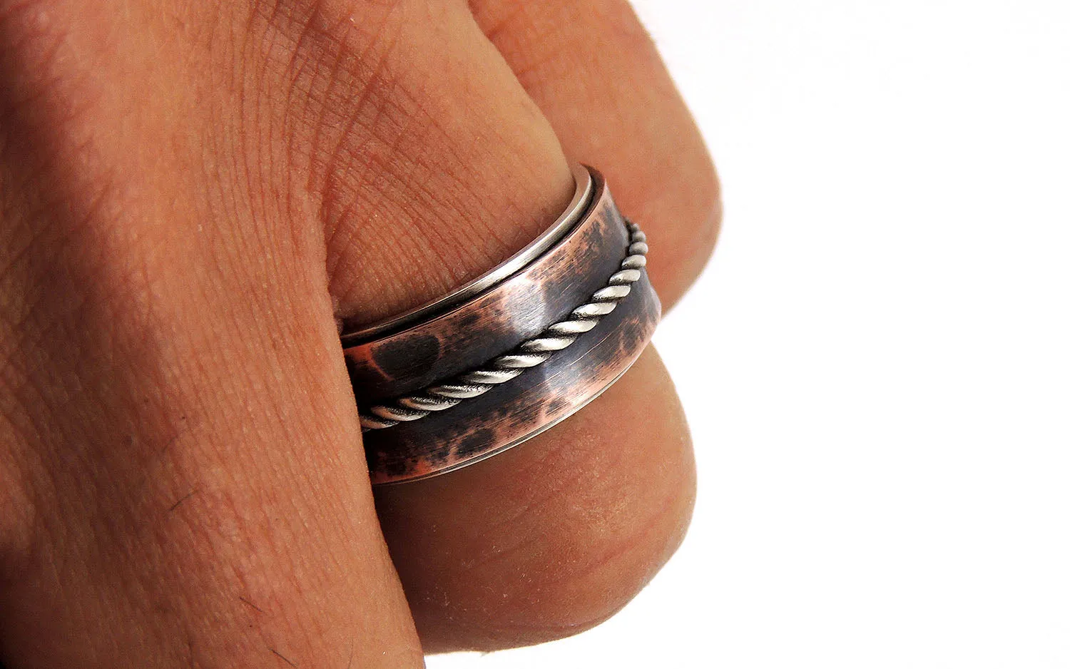 Mens Rustic Wedding Band - 7mm to 10mm