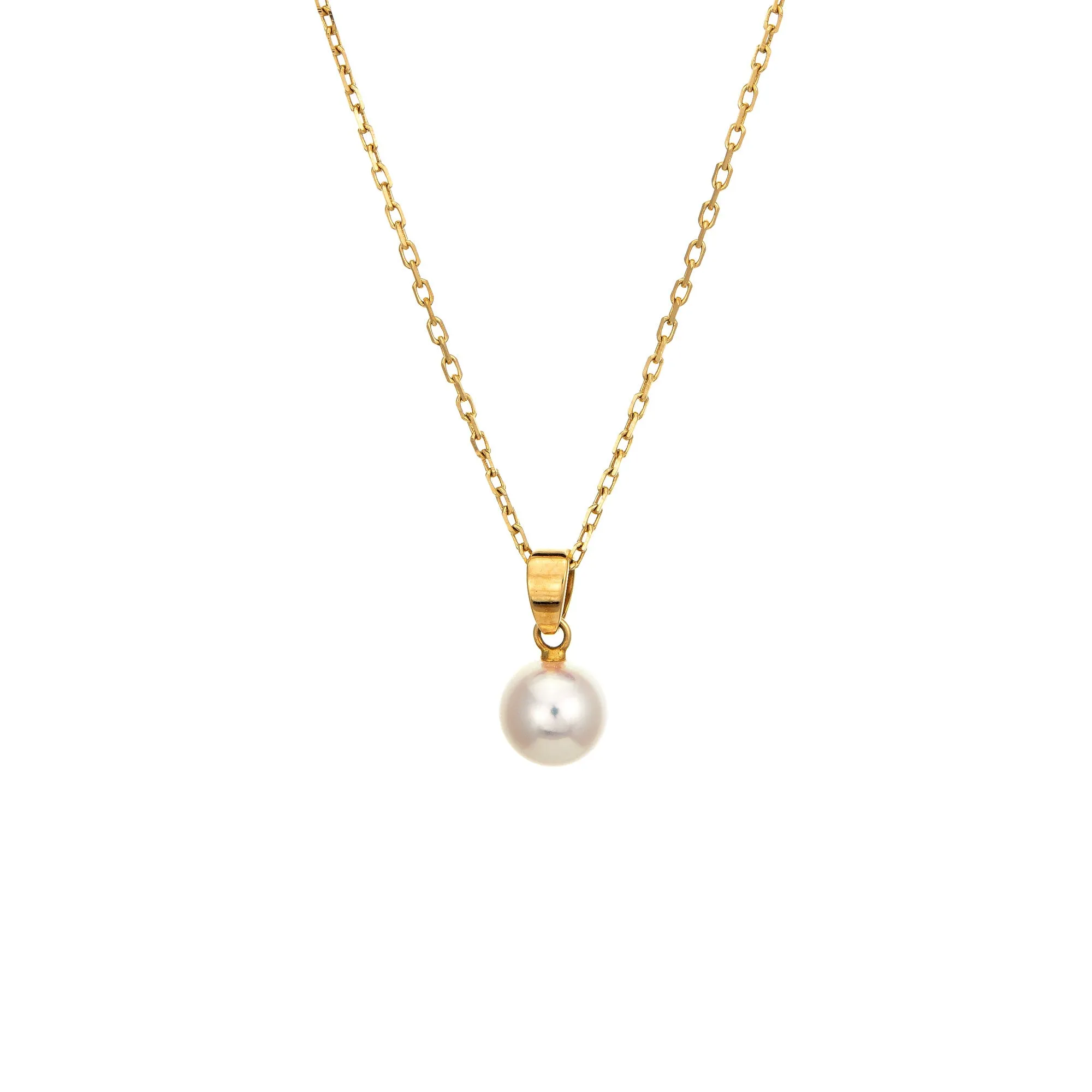 Mikimoto 7mm Cultured Pearl Pendant Necklace Estate 18k Yellow Gold 16" Jewelry
