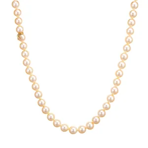 Mikimoto 8mm Golden Akoya Pearl Necklace 17" Strand Estate Fine Jewelry