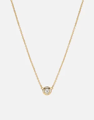 Mini Luna Necklace, 14K Gold/Diamond