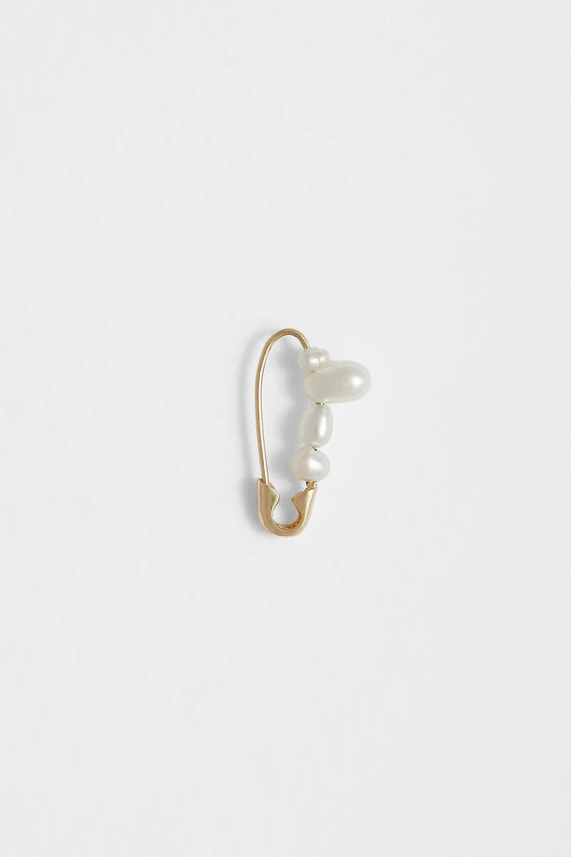 Mini Mixed Pearl Safety Pin Earring in 14k Yellow Gold
