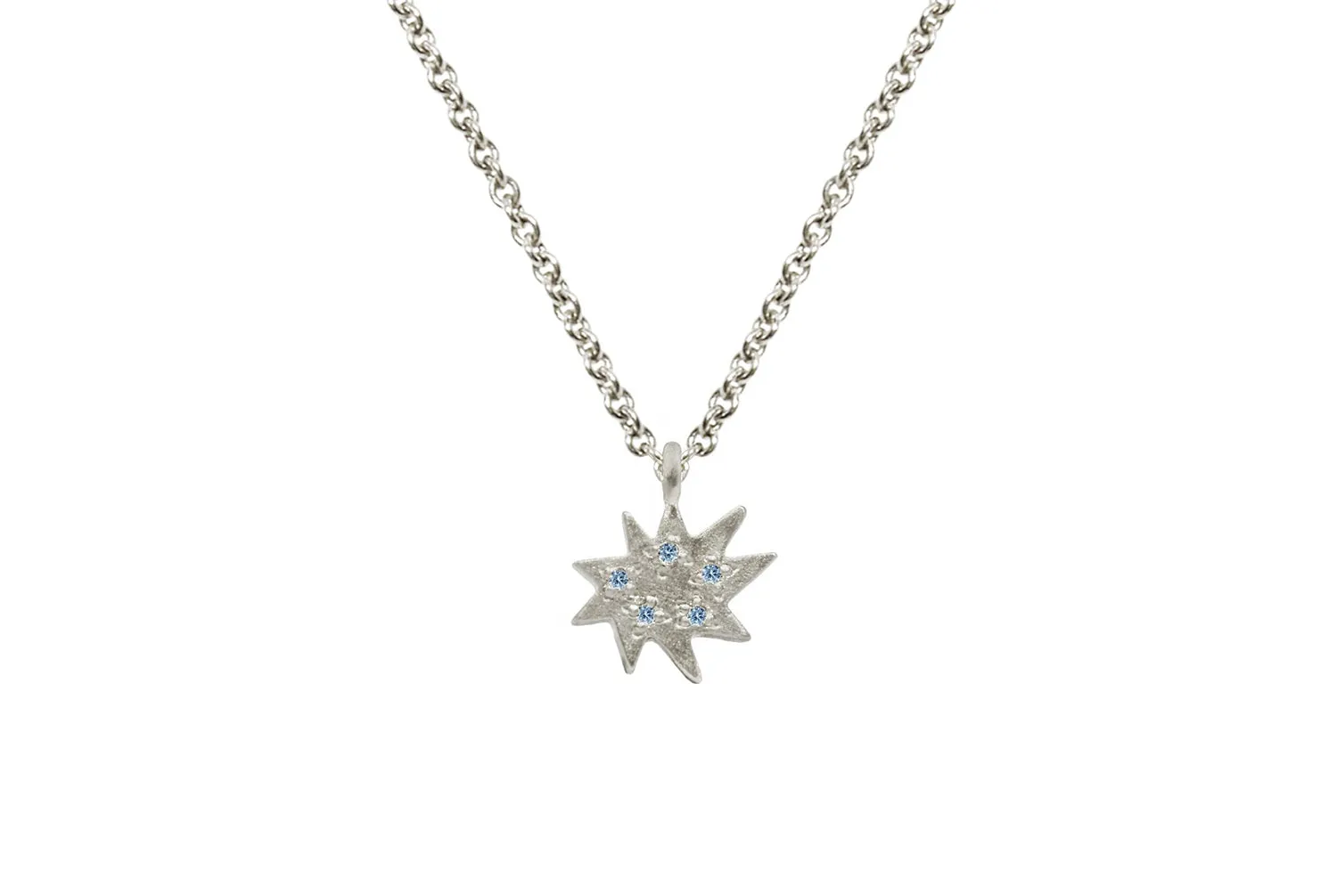 Mini Stella Silver Single Necklace with Blue Topaz- Emily Kuvin