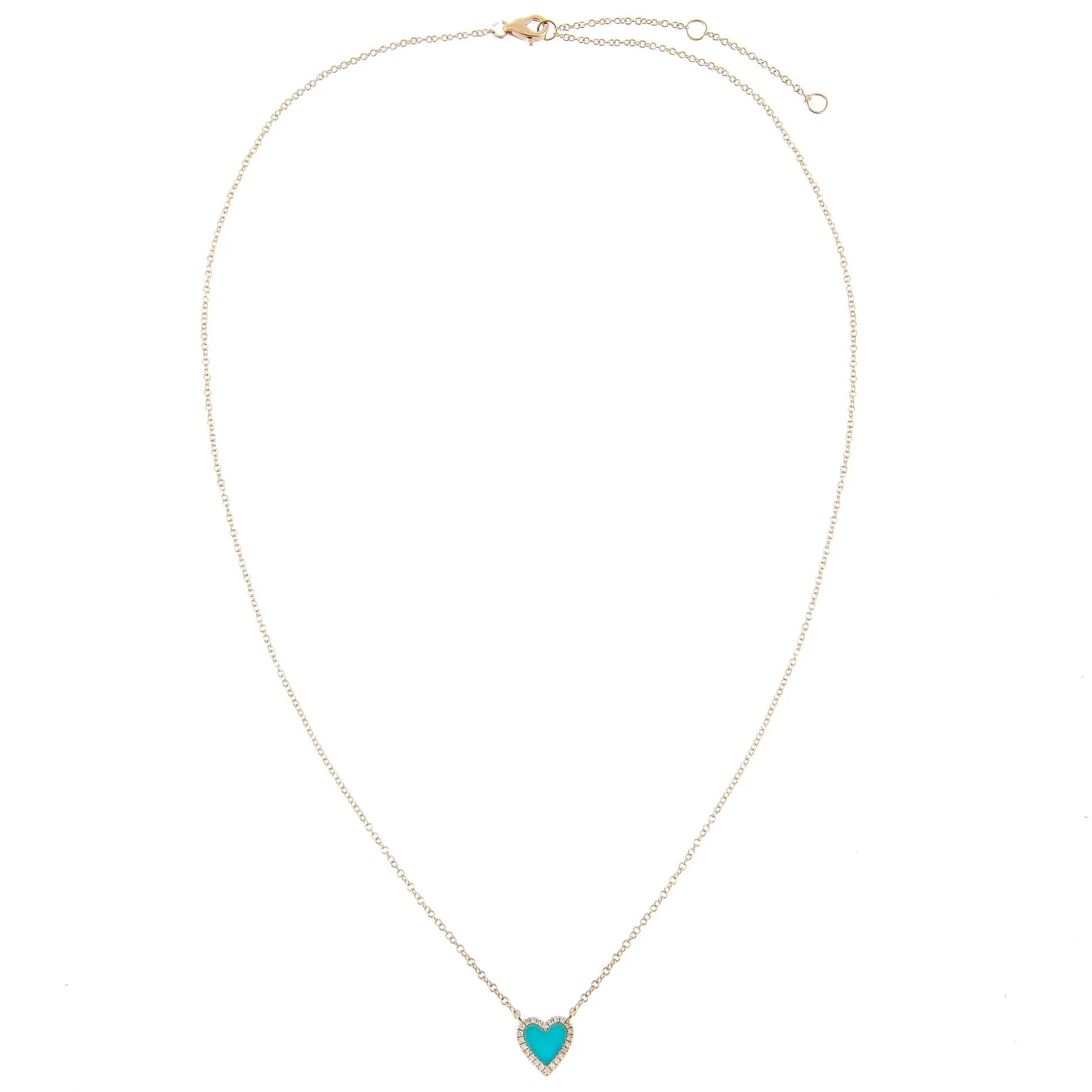 Mini Turquoise Heart Necklace 14K