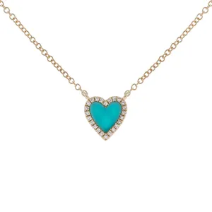 Mini Turquoise Heart Necklace 14K