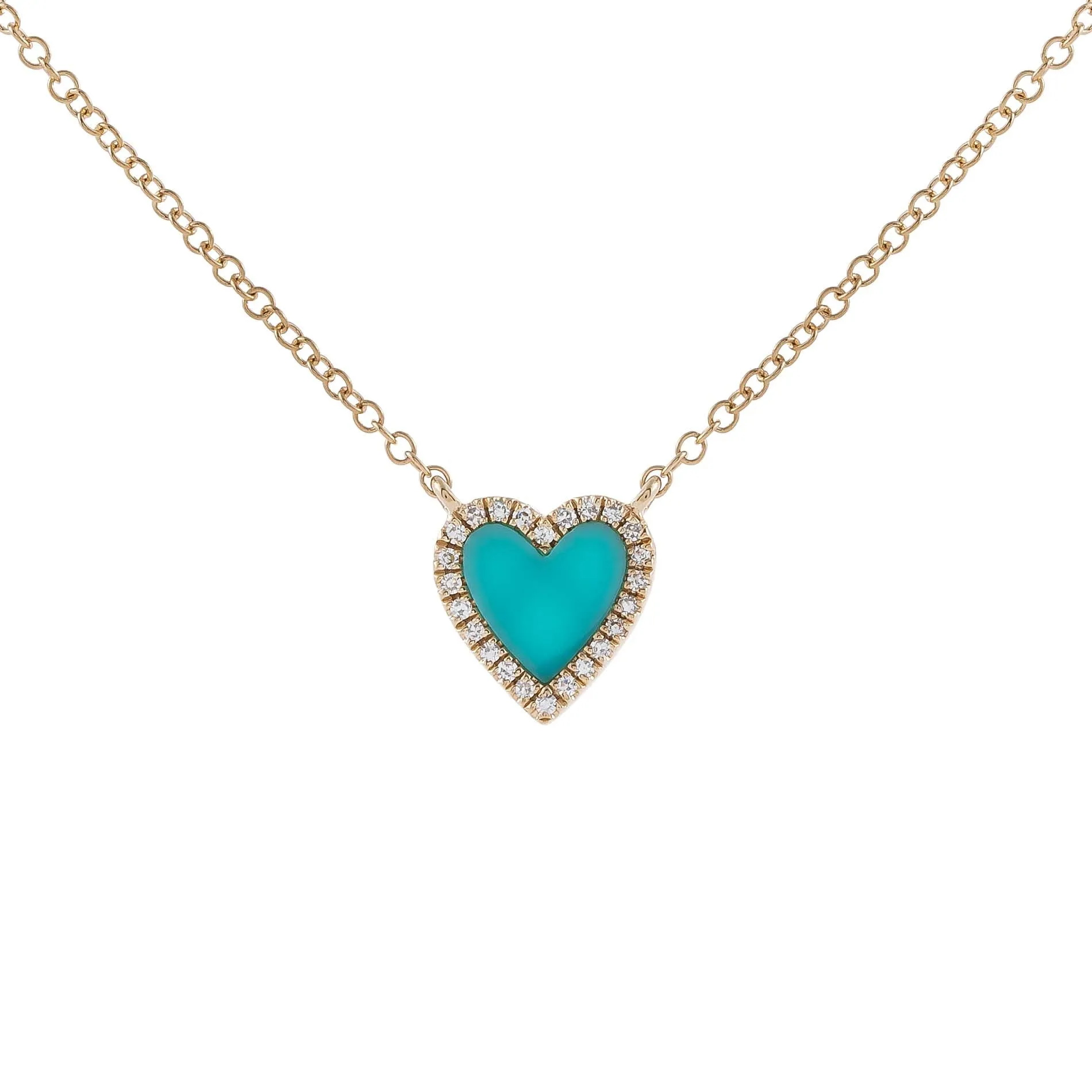 Mini Turquoise Heart Necklace 14K