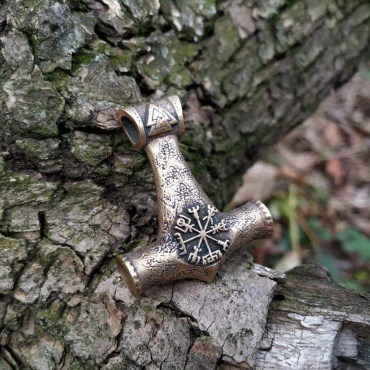 Mjolnir pendant with runes