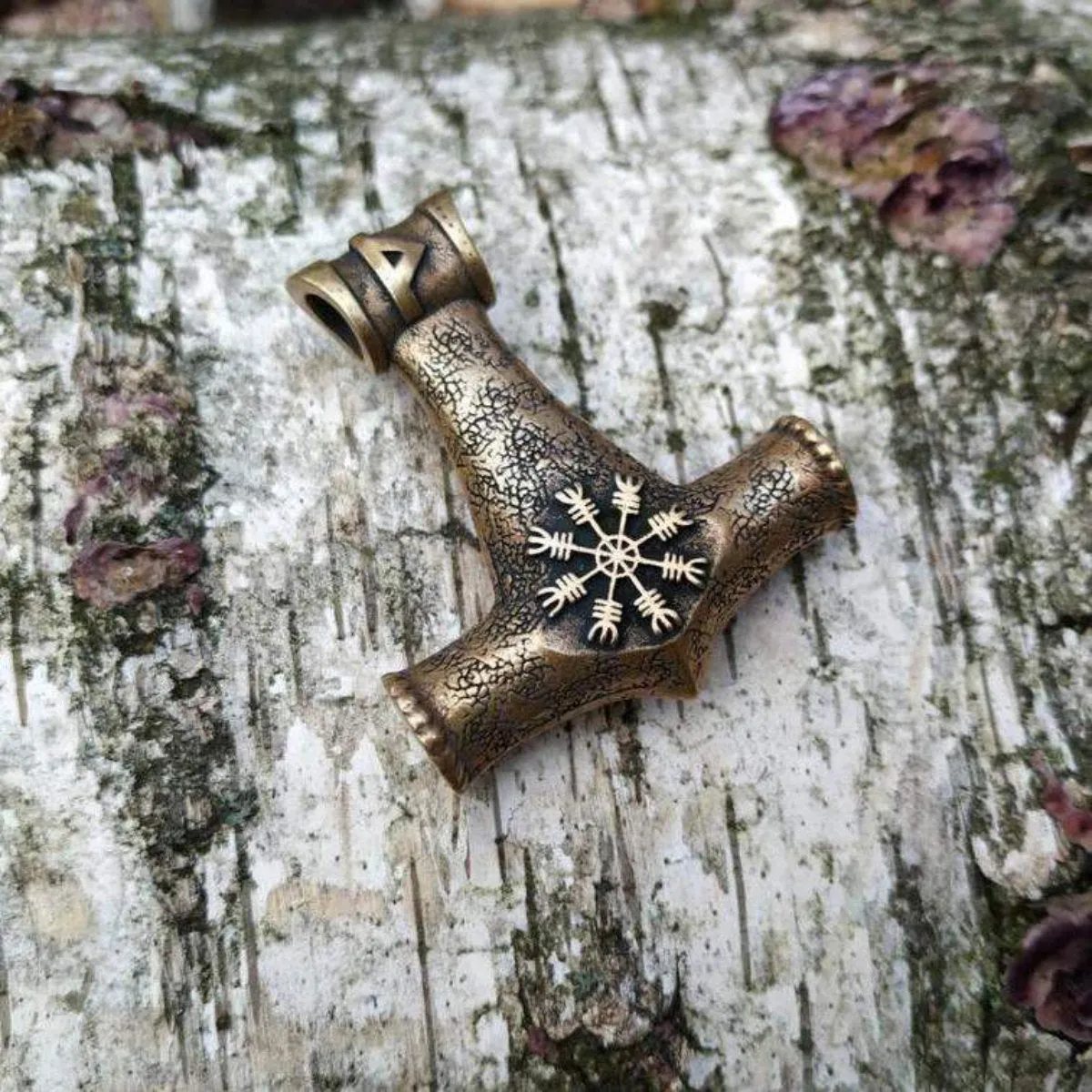 Mjolnir pendant with runes