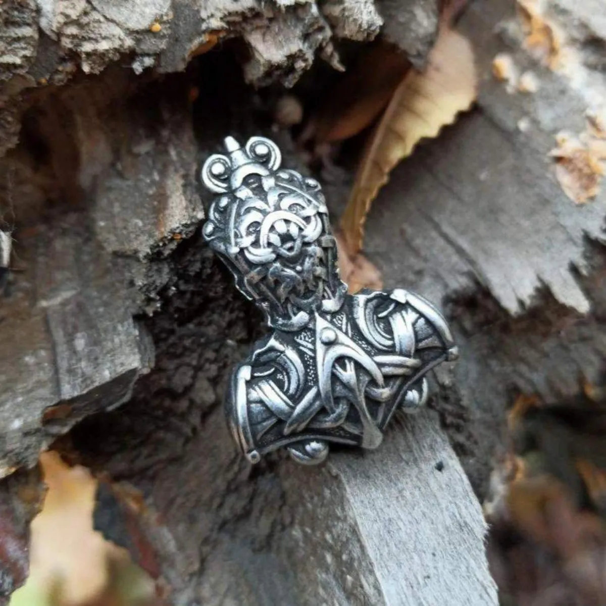 Mjolnir silver plated pendant