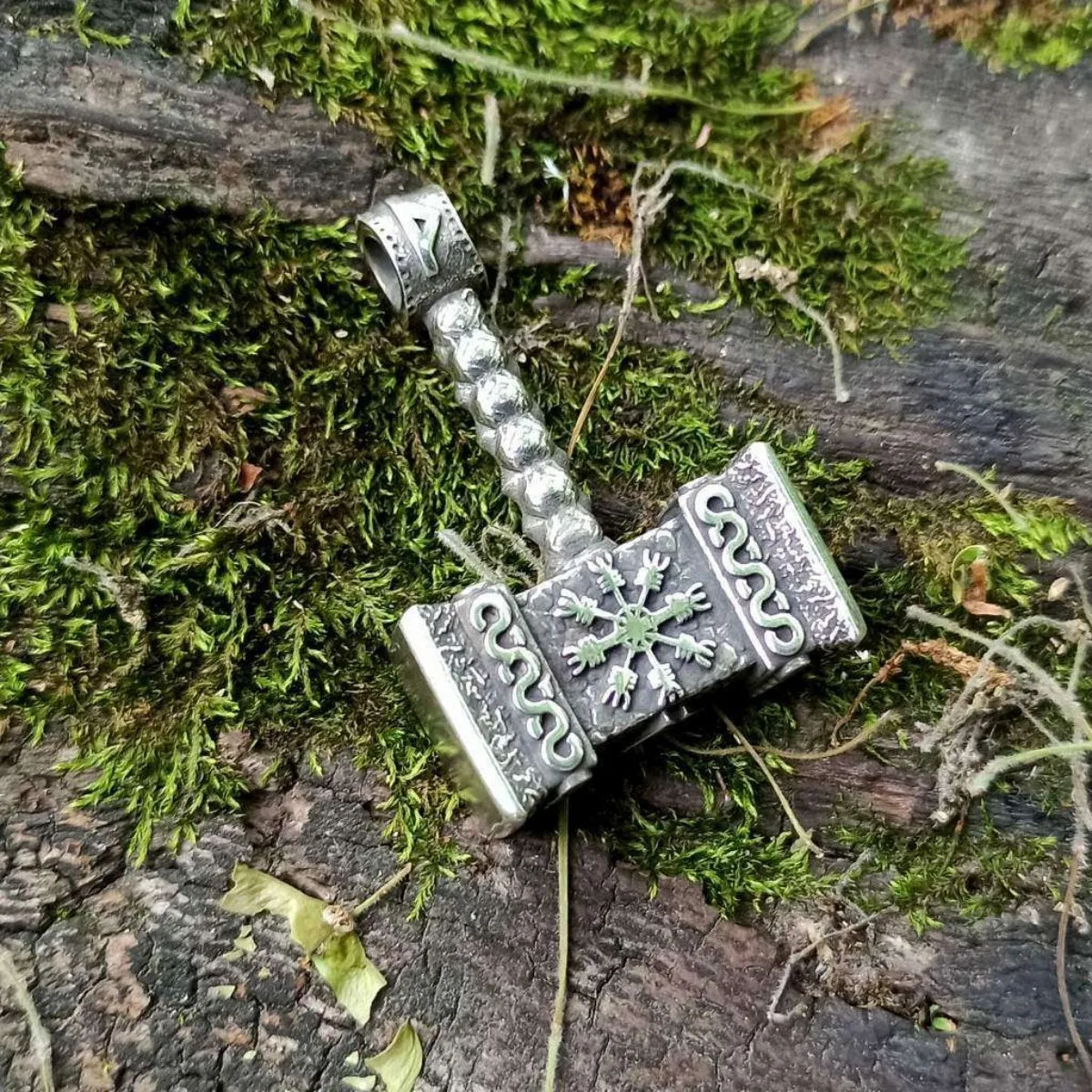 Mjolnir with runes pendant