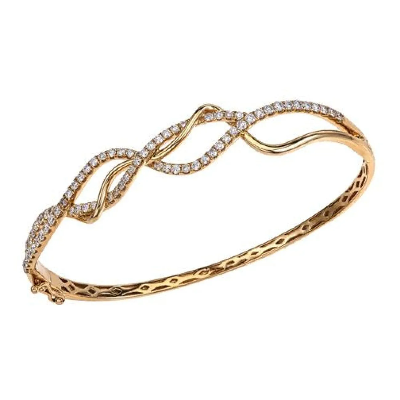 Modern Twist Diamonds 14Kt Yellow Gold Bangle Bracelet