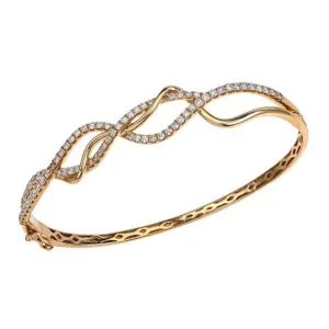Modern Twist Diamonds 14Kt Yellow Gold Bangle Bracelet