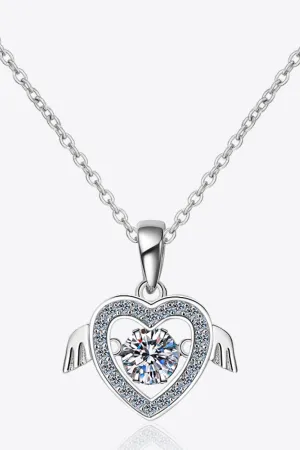 Moissanite Winged Heart Pendant