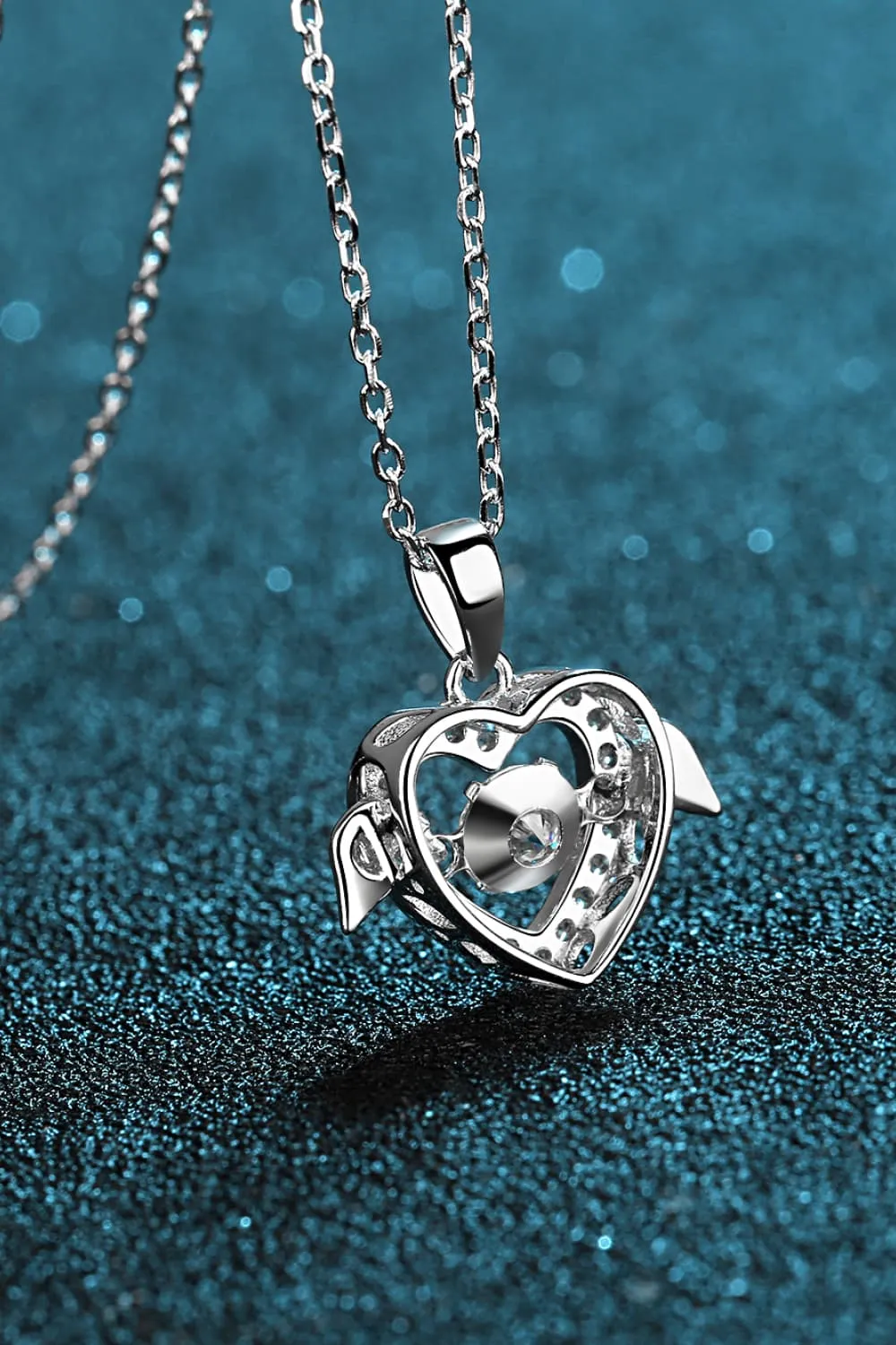 Moissanite Winged Heart Pendant