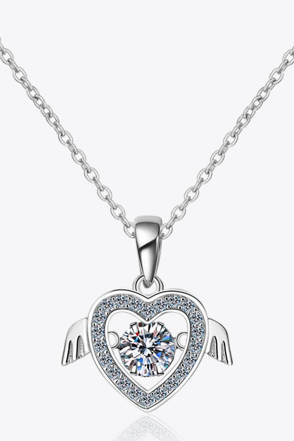 Moissanite Winged Heart Pendant