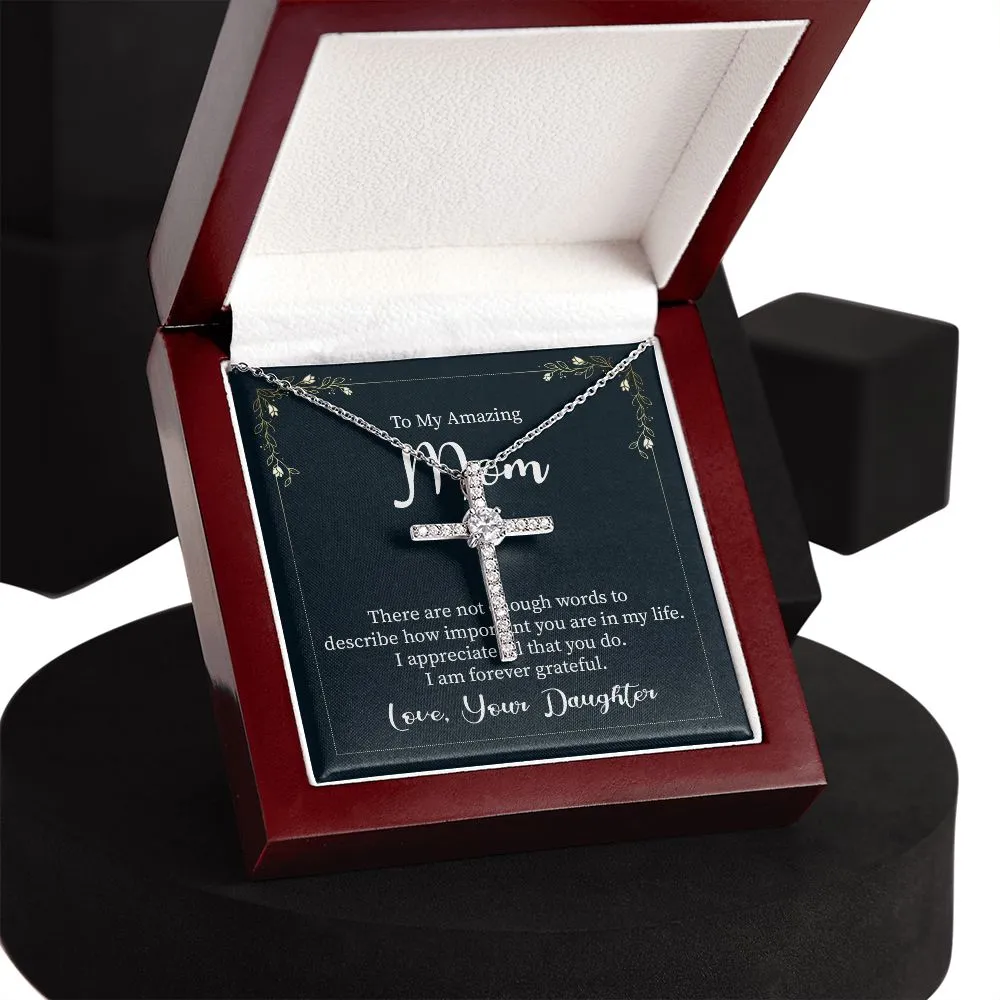 Mom Crystal Cross Necklace-There are not enough words