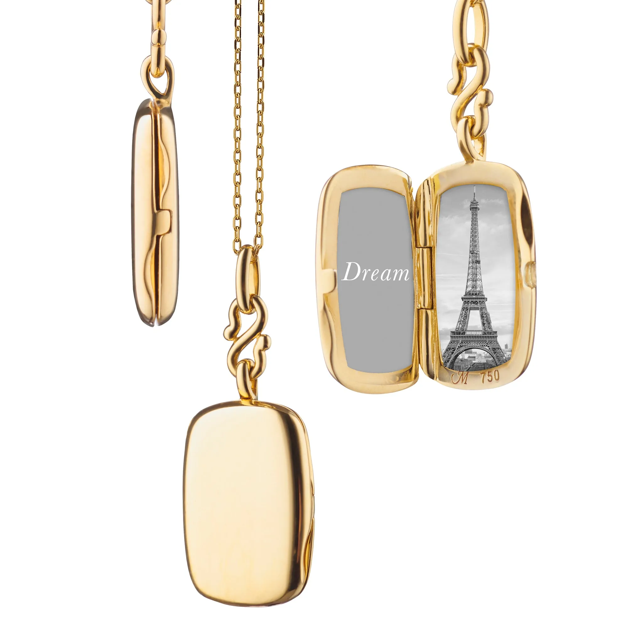 Monica Rich Kosann Slim Britt Rectangle Locket in Yellow Gold