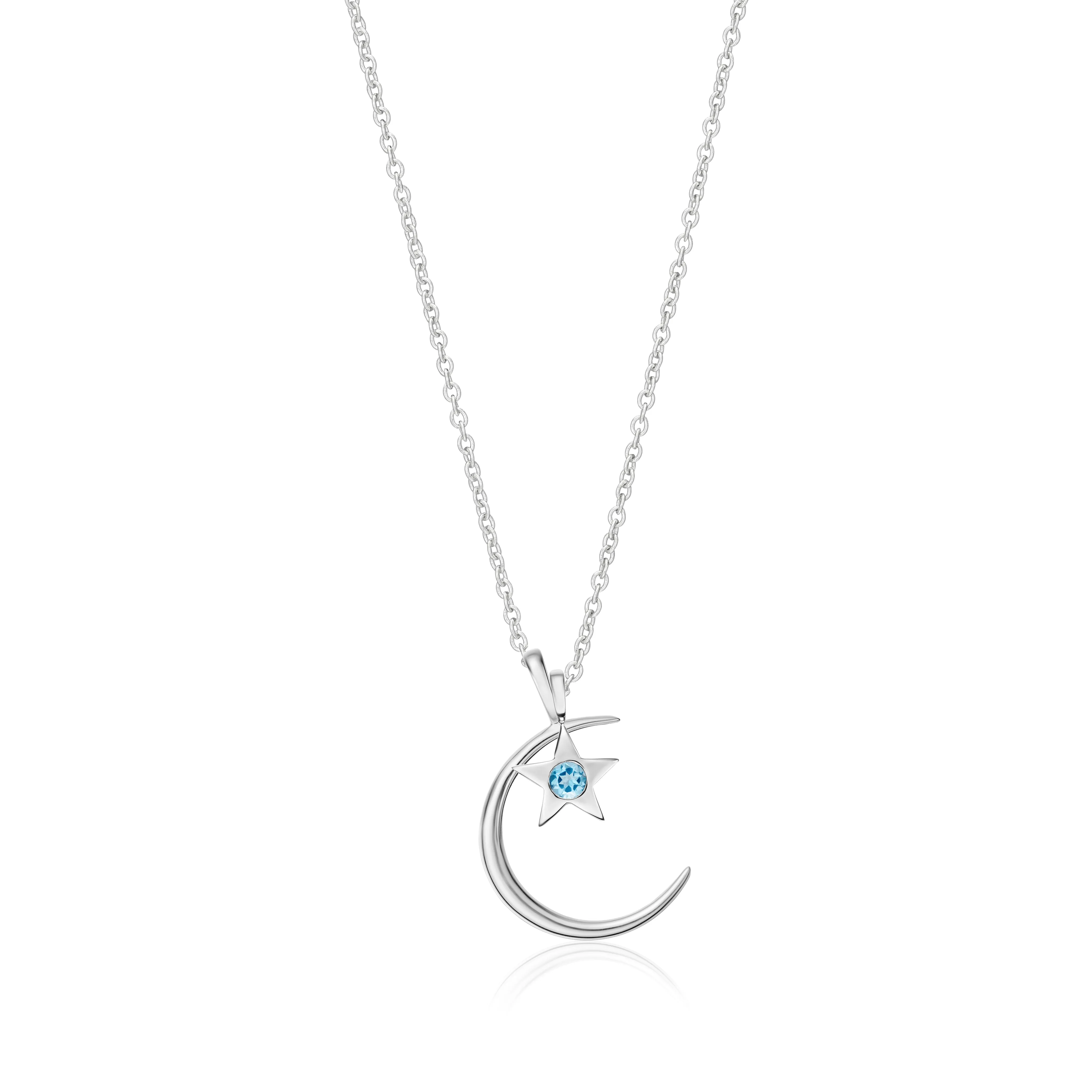 Moon & Stars Birthstone Charm Necklace