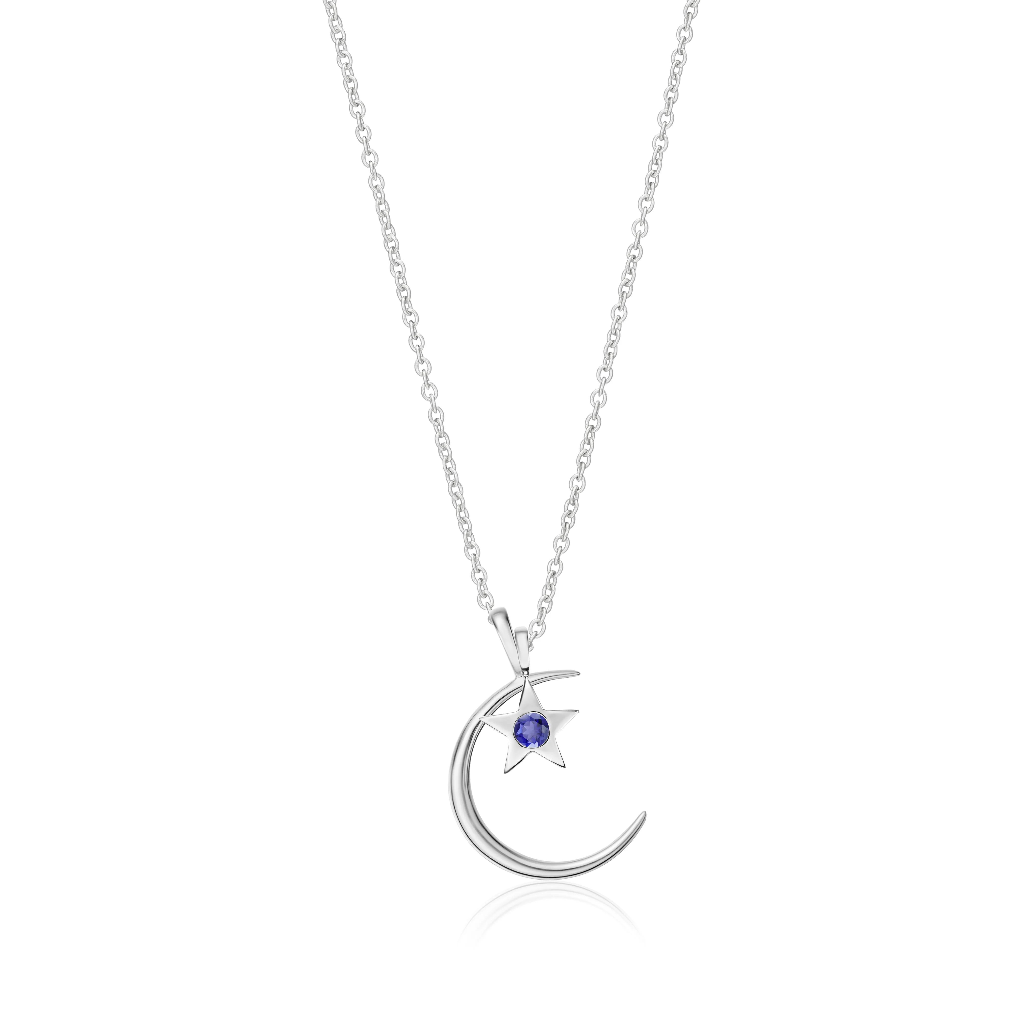 Moon & Stars Birthstone Charm Necklace