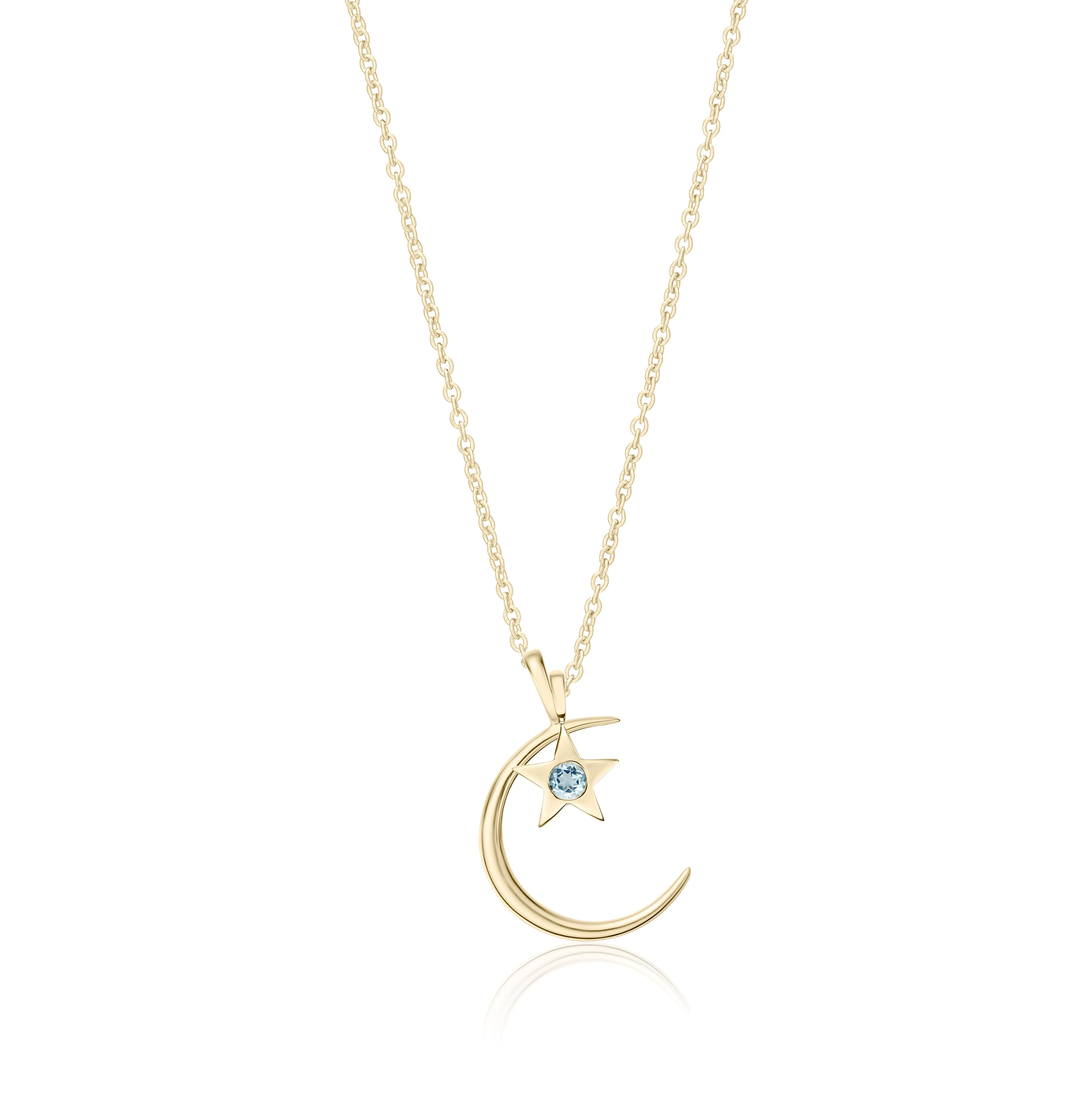 Moon & Stars Birthstone Charm Necklace