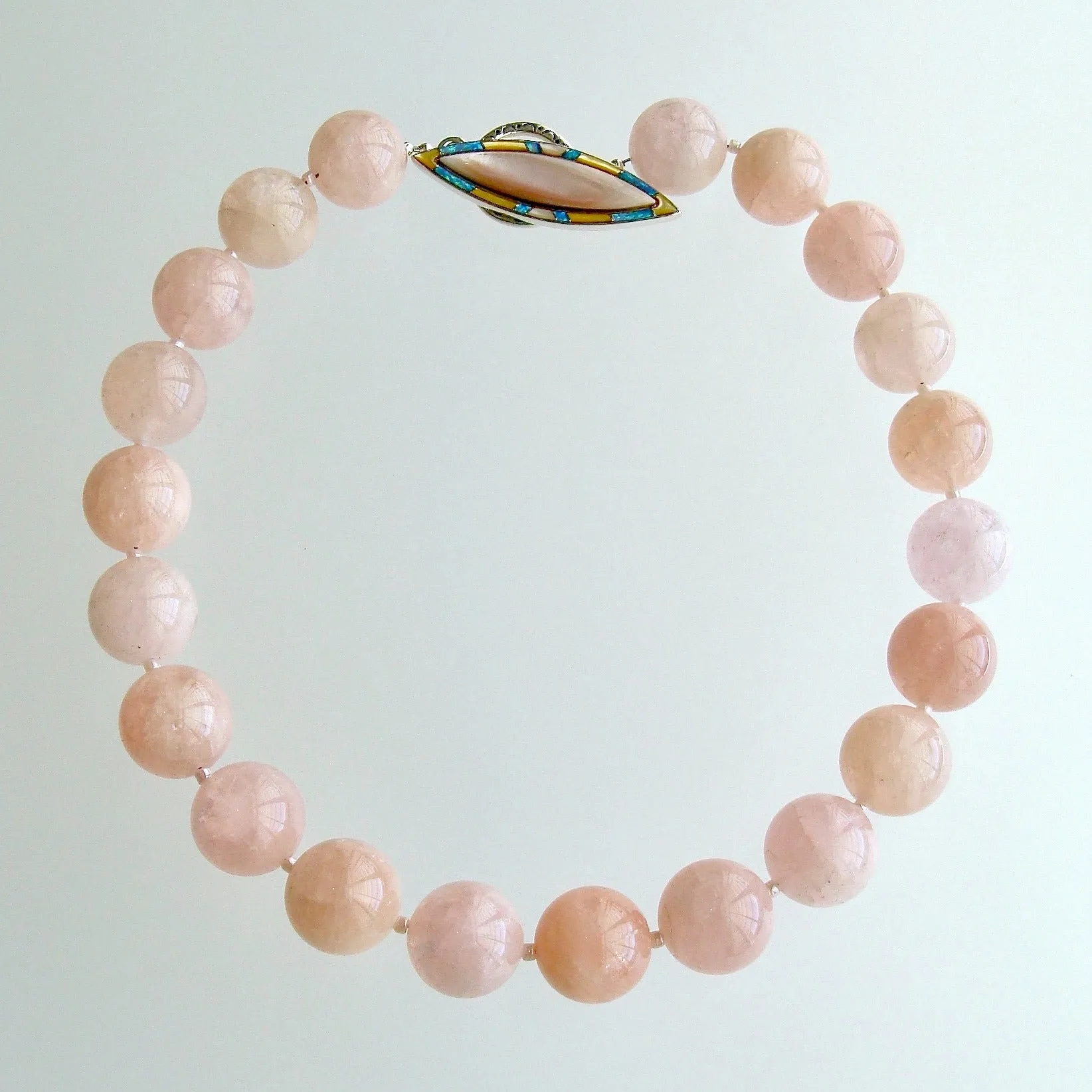 Morganite Beryl Pink Opal Inlay Toggle Choker Necklace - Dahlia IV Necklace
