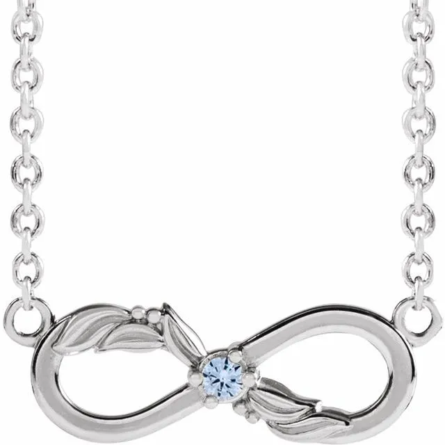 Mother's Family Birthstone Floral Petite Infinity 18" Necklace