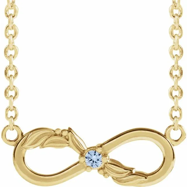 Mother's Family Birthstone Floral Petite Infinity 18" Necklace