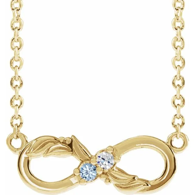 Mother's Family Birthstone Floral Petite Infinity 18" Necklace