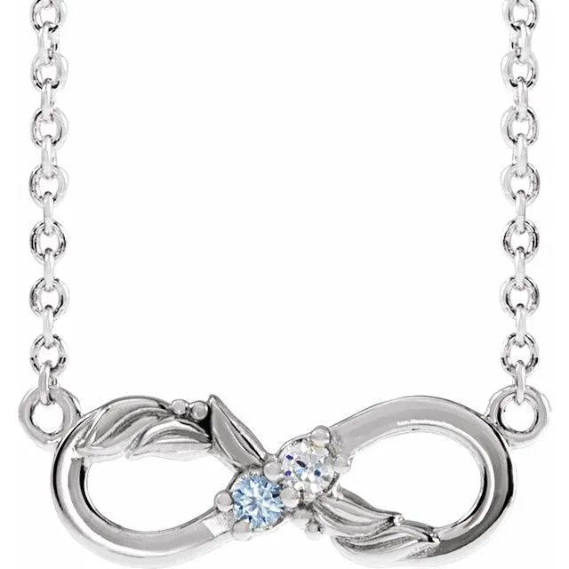 Mother's Family Birthstone Floral Petite Infinity 18" Necklace