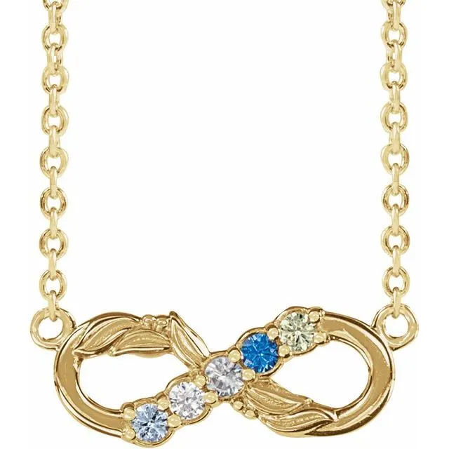 Mother's Family Birthstone Floral Petite Infinity 18" Necklace