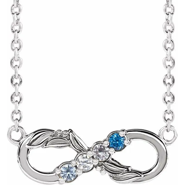 Mother's Family Birthstone Floral Petite Infinity 18" Necklace