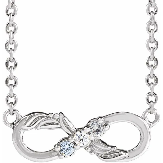 Mother's Family Birthstone Floral Petite Infinity 18" Necklace