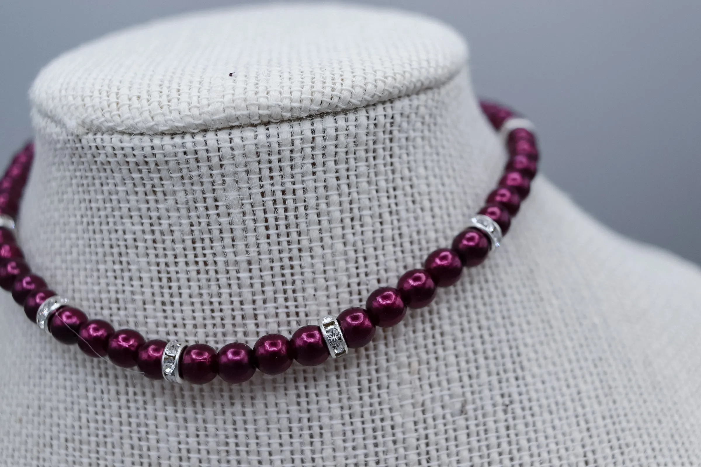 MTO | Necklace | Dainty Faux Pearl | Merlot