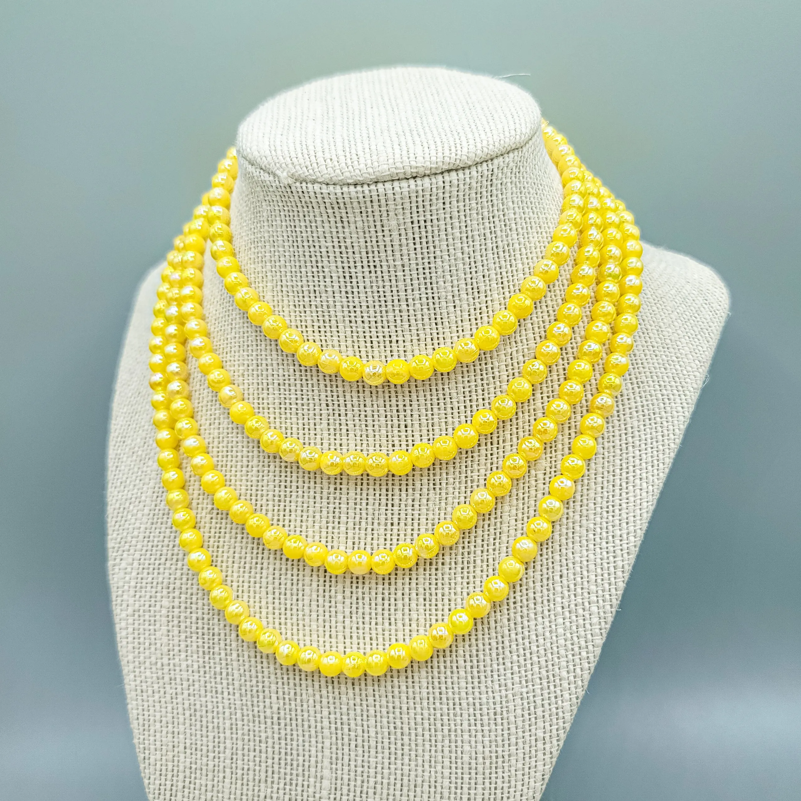 MTO | Necklace | Dainty Faux Pearl | Yellow