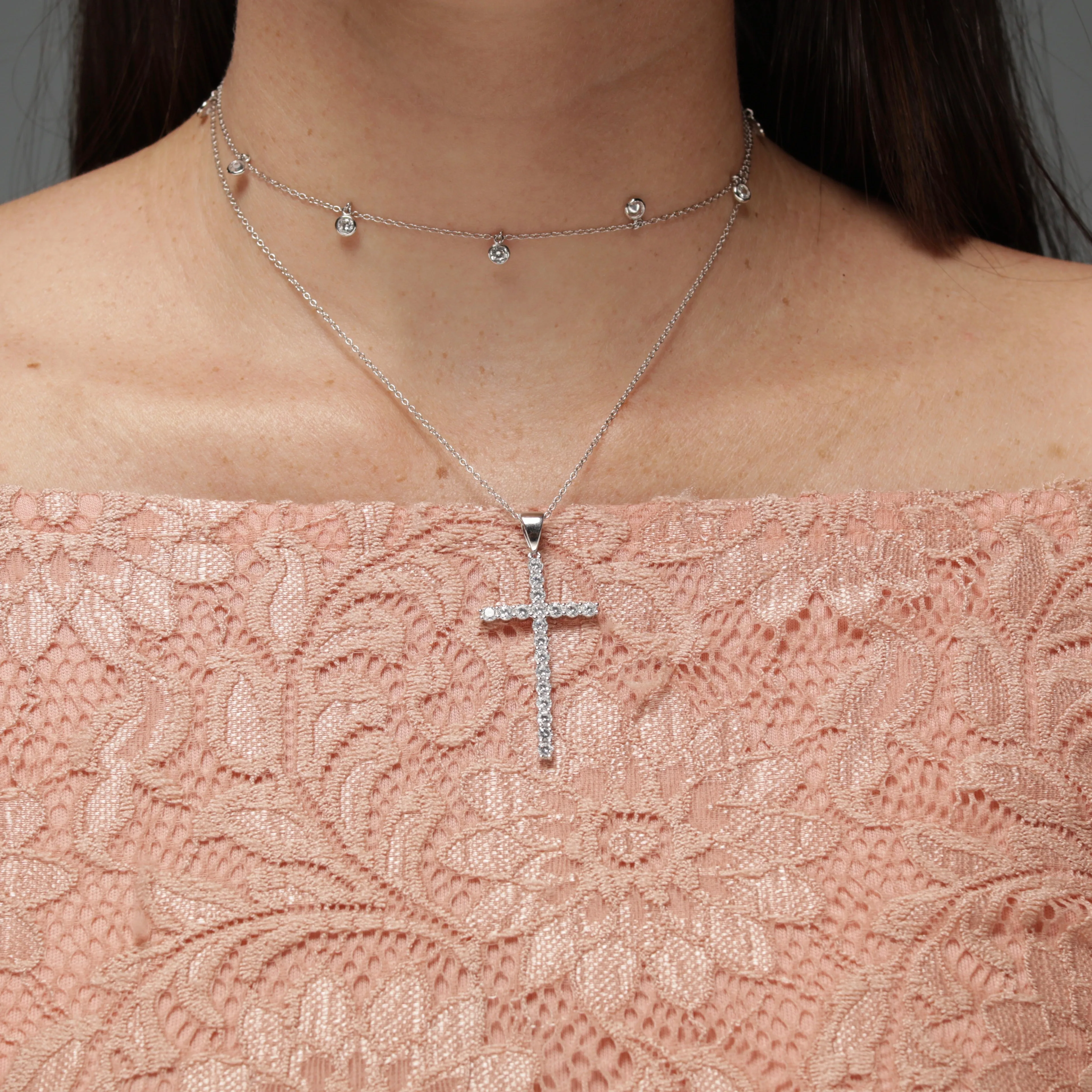Multi Bezel CZ Drop Choker - Gold or Silver